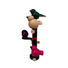 Vibrant Etikoppaka Lacquer Bird Stand - Handcrafted Wooden