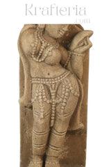 A Lady Adorning Herself with a Mirror Sand Stone