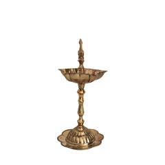 Elegant Traditional Brass Diya Stands (Kuthu Vilakku) with Peacock Finials Brass Ware