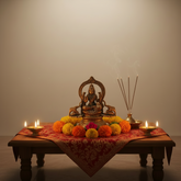Traditional Goddess Lakshmi Seated on Lotus with Elephants Statue for Wealth & Prosperity Brass Artwork