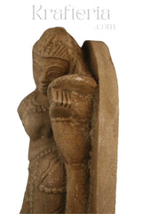 A Lady Adorning Herself with a Mirror Sand Stone