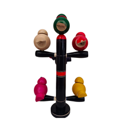 Vibrant Etikoppaka Lacquer Bird Stand - Handcrafted Wooden