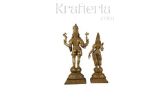 Panchaloha Parvathi & Shiva Idol Antique Finish Karthick's metal art