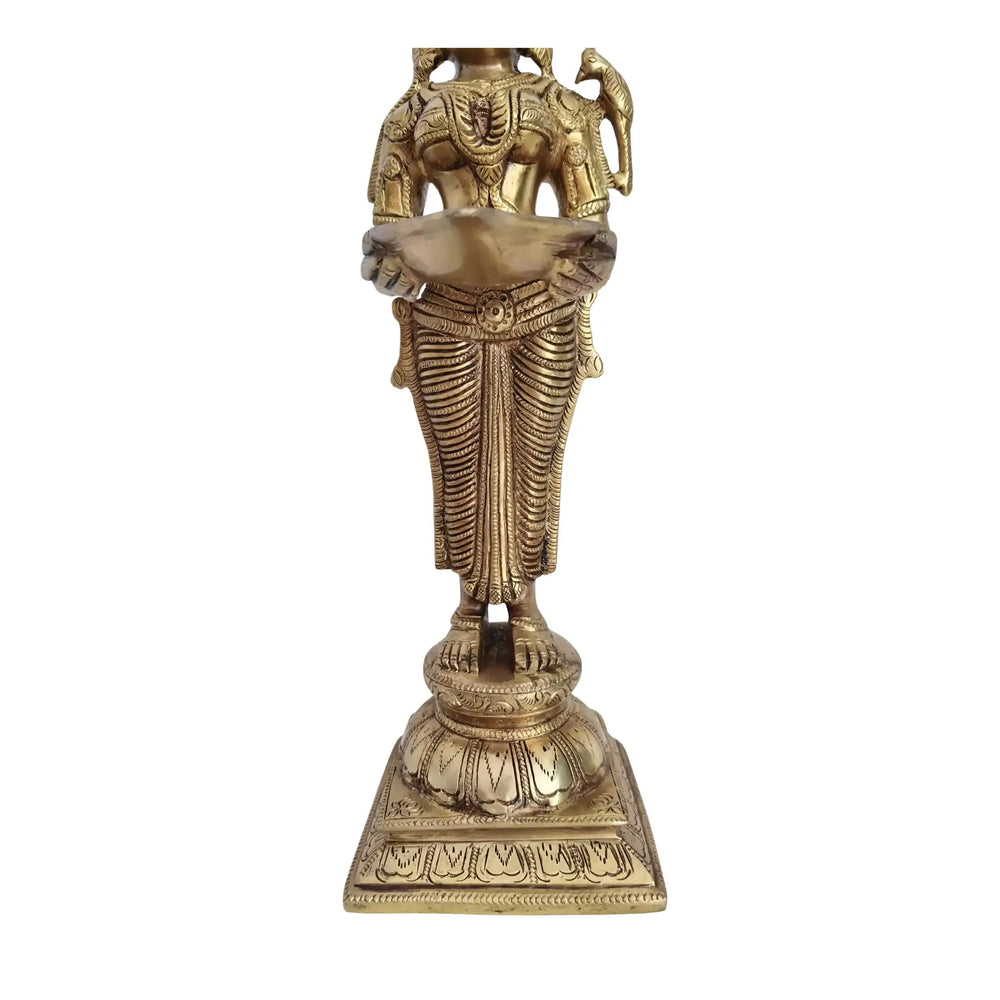 Elegantly Sculpted Brass Deepa Lakshmi Statue (Lady with Lamp) Brass Ware