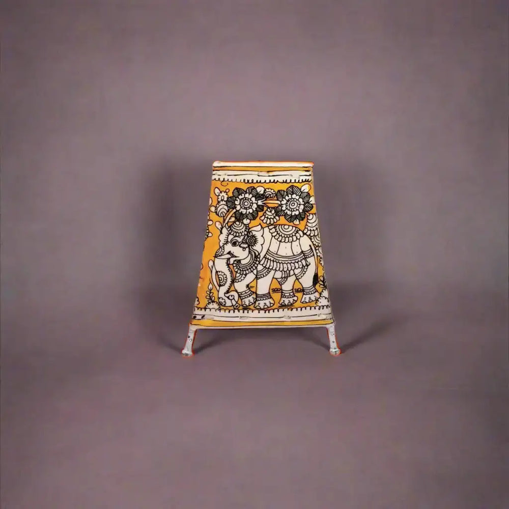 Artisan Crafted Elephant in Kalamkari Leather Puppetry | Bed Lamp Leather Paintings