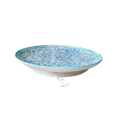 Turquoise and White Intricate Floral Pattern Wall Plate Pottery