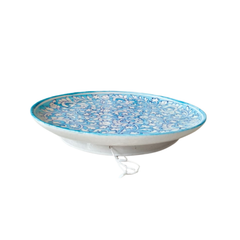 Turquoise and White Intricate Floral Pattern Wall Plate