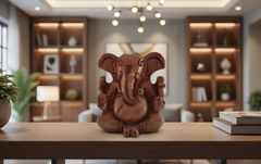 Decorative Wooden Ganesh in Seated Position | Handmade Religious Figurine