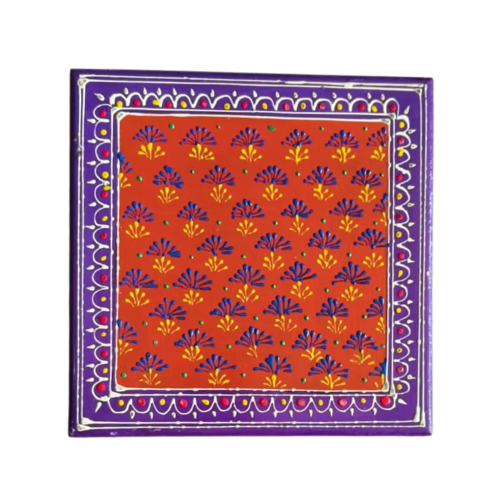 Hand-Painted Wooden Stool For Pooja (Chowki) with Traditional Design Wood Decorative