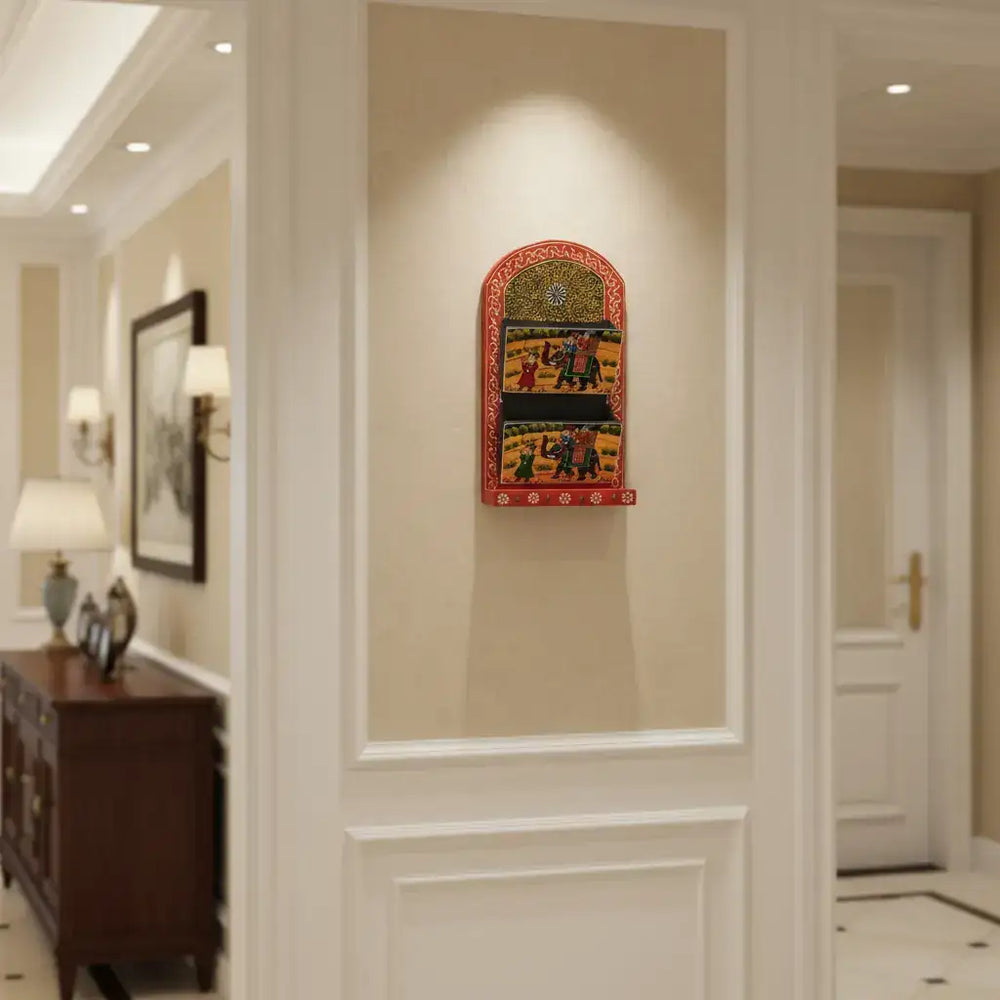 Hand-Painted Book Holder & Key Chain Wall Hanger | Dual Purpose Decor maruthi handicrafts