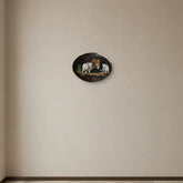 Elephant Pair in Harmony – Exquisite Oval Rosewood Inlay Inlay Art