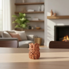 Hand-Carved Wooden Owl | Rustic Home Decor Figurine maruthi handicrafts