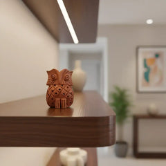 Hand-Carved Wooden Owl | Rustic Home Decor Figurine maruthi handicrafts