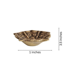 Brass Star/Floral Diya Bowl with Sacred Swastika Design Brass Ware