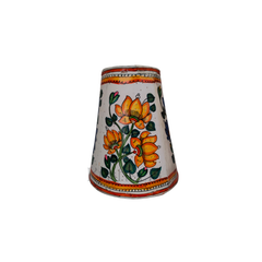 Handcrafted Leather Puppetry Lampshade with Lotus Motifs | Bed Lamp