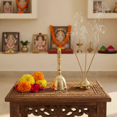 Traditional Golden Brass Puja Bell / Ghanti for Worship Brass Ware