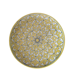 Subtle Yellow and White Intricate Mandala Wall Plate Pottery