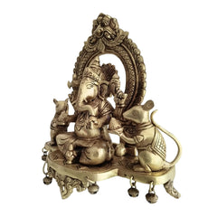 Divine Brass Ganesha with Mushika – Symbol of Wisdom, Humility & Prosperity Brass Ware