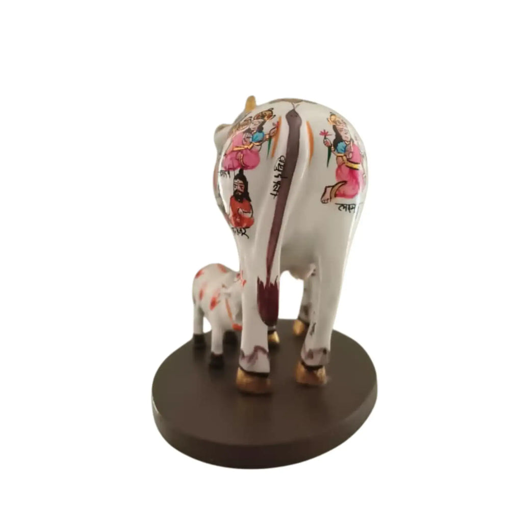 Kamadhenu Resin Cow with Calf | Decorative Spiritual Figurine maruthi handicrafts