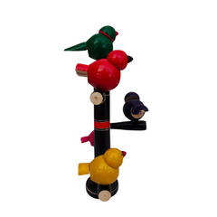 Vibrant Etikoppaka Lacquer Bird Stand - Handcrafted Wooden