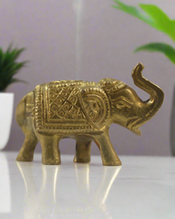 Brass Elephant Idol for Vastu, Prosperity, and Good Luck