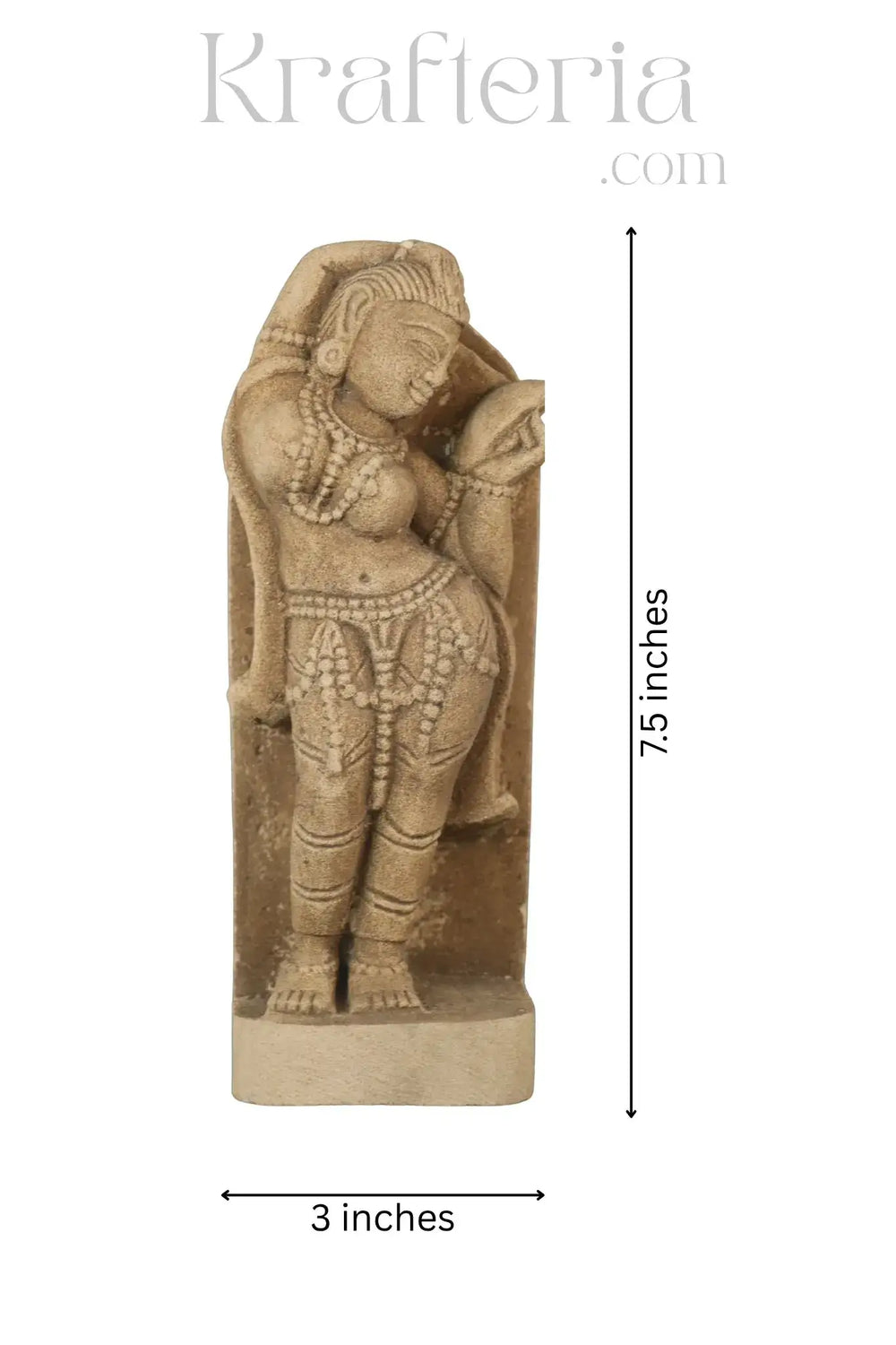 A Lady Adorning Herself with a Mirror Sand Stone