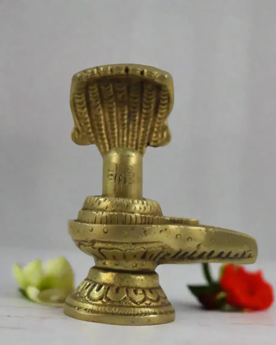 Brass Shivalingam with Serpent Hood – Spiritual Idol for Worship Brass Ware