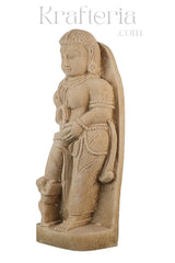 Traditional sandstone female figure with child handmade stone art