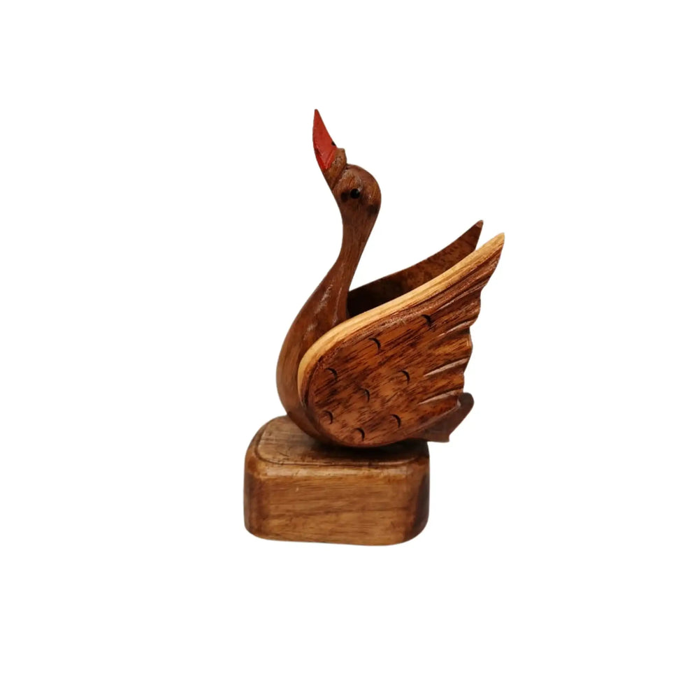 Elegant Hand-Carved Wooden Swan | Duck Holder Etikoppaka Lacquerware