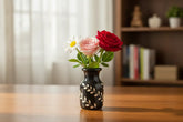 Channapatna wooden flower vase hand painted decor