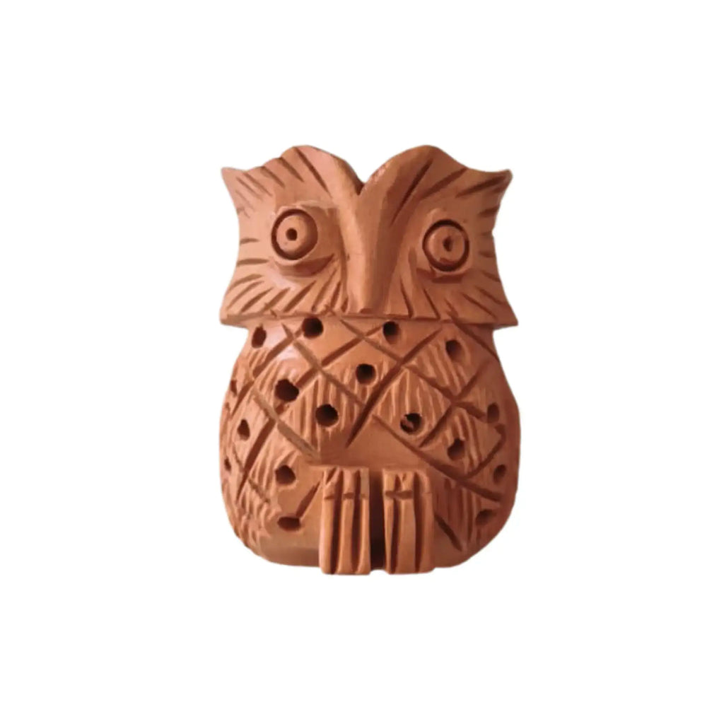 Hand-Carved Wooden Owl | Rustic Home Decor Figurine maruthi handicrafts