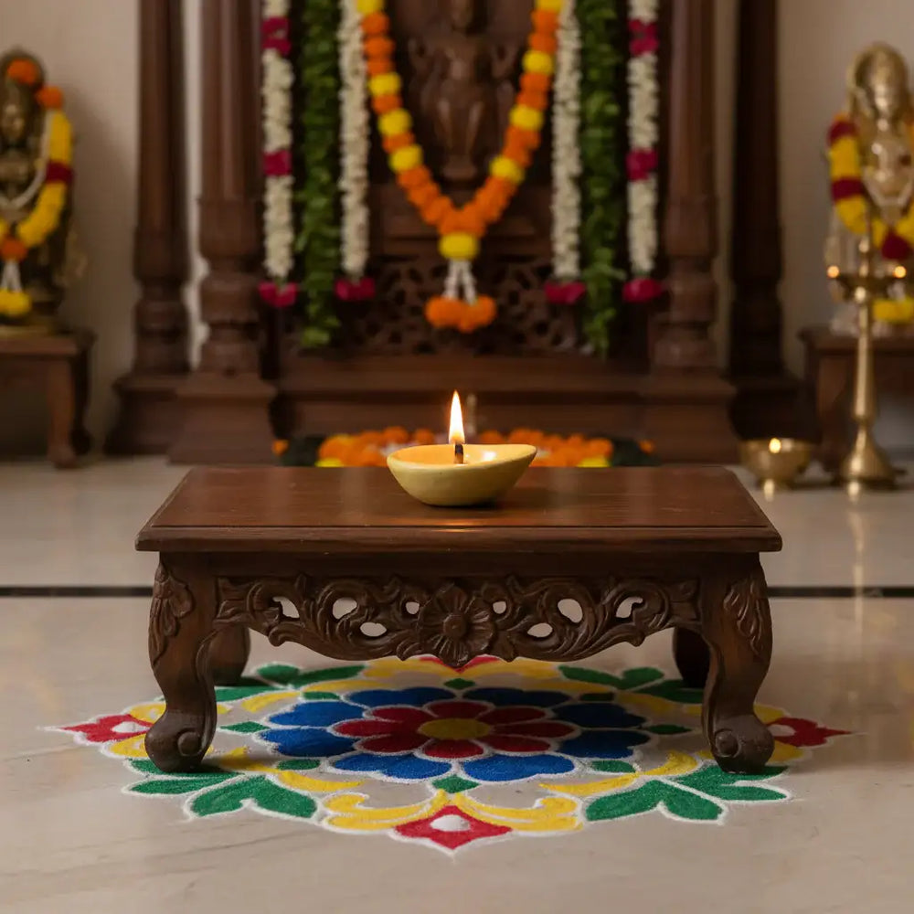 Hand-Painted Traditional Blue Pottery Diya | Oil Lamp For Pooja Room Pottery