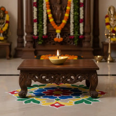 Hand-Painted Traditional Blue Pottery Diya | Oil Lamp For Pooja Room Pottery
