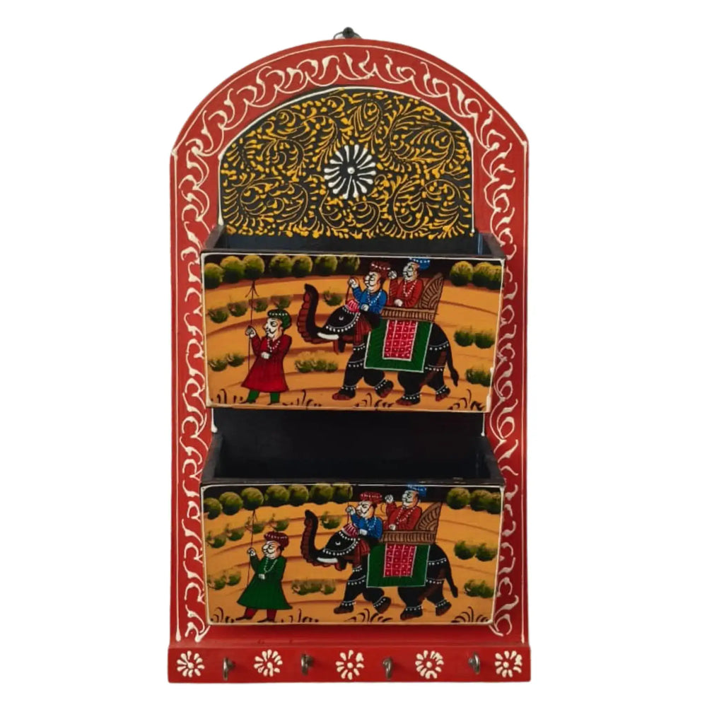 Hand-Painted Book Holder & Key Chain Wall Hanger | Dual Purpose Decor maruthi handicrafts