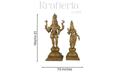 Panchaloha Parvathi & Shiva Idol Antique Finish