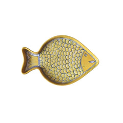 Hand-Painted Blue Pottery Fish Wall Decor | Yellow Coastal Art Pottery