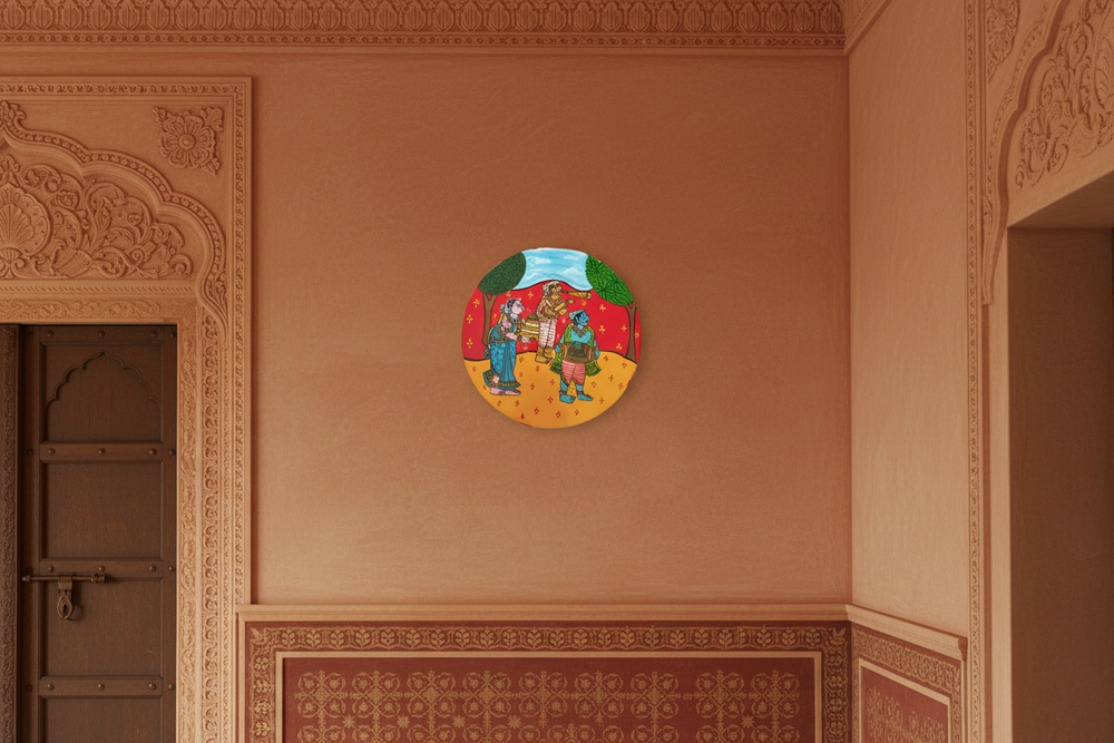 Women’s Festival Gathering – Cheriyal Hand-Painted Wall Plate wall decor
