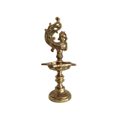 Brass Peacock Aishwarya Diya - Star-Shaped Traditional Oil Lamp