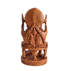 Hand-Carved Wooden Ganesha Statue on Throne