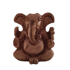 Decorative Wooden Ganesh in Seated Position | Handmade Religious Figurine