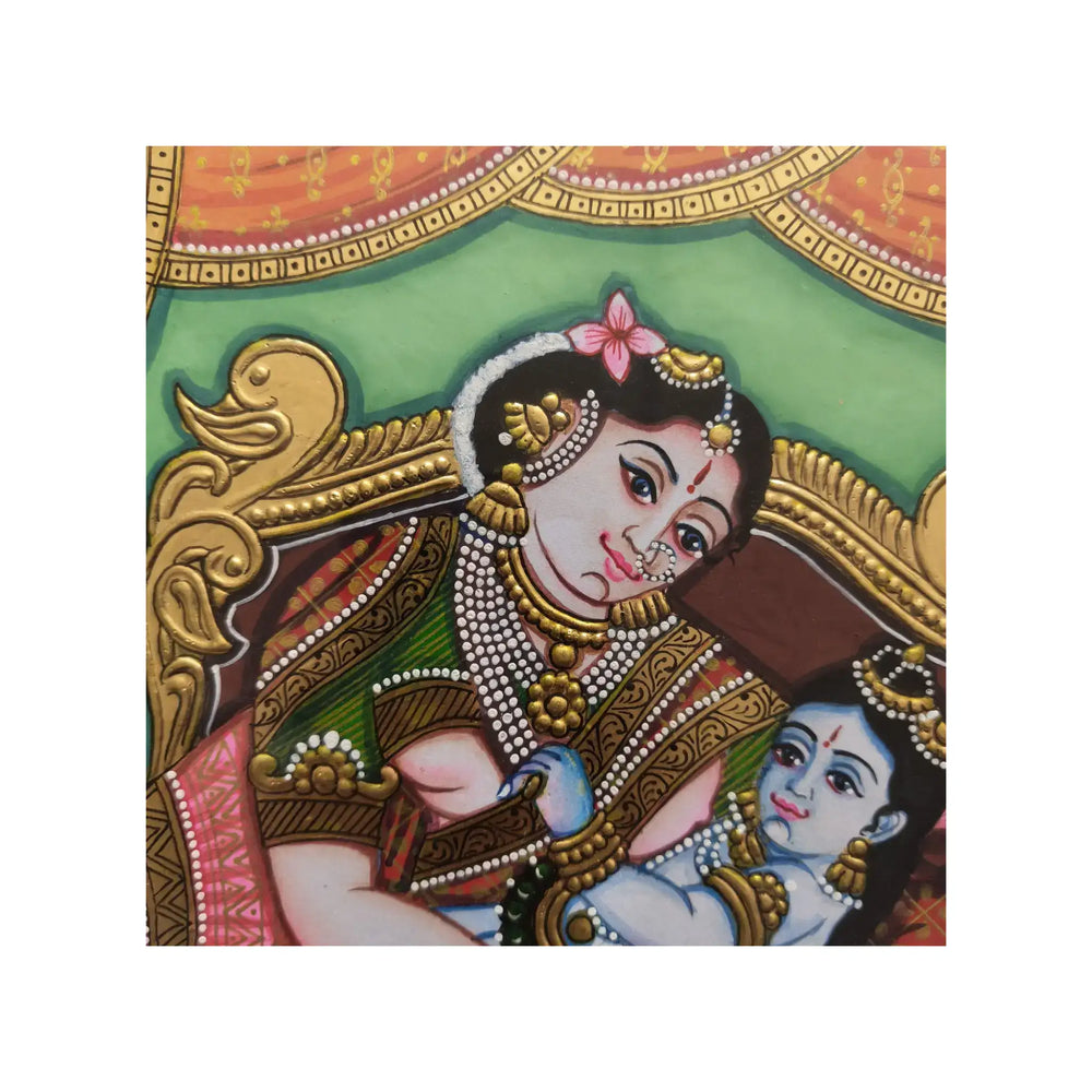 Mysore Yashodha With Krishna Painting | 22KT Gold Leaf Paintings