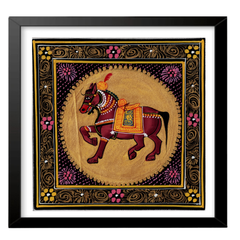 Hand-Painted Traditional Pattachitra Horse Artwork – Symbol of Strength and Energy