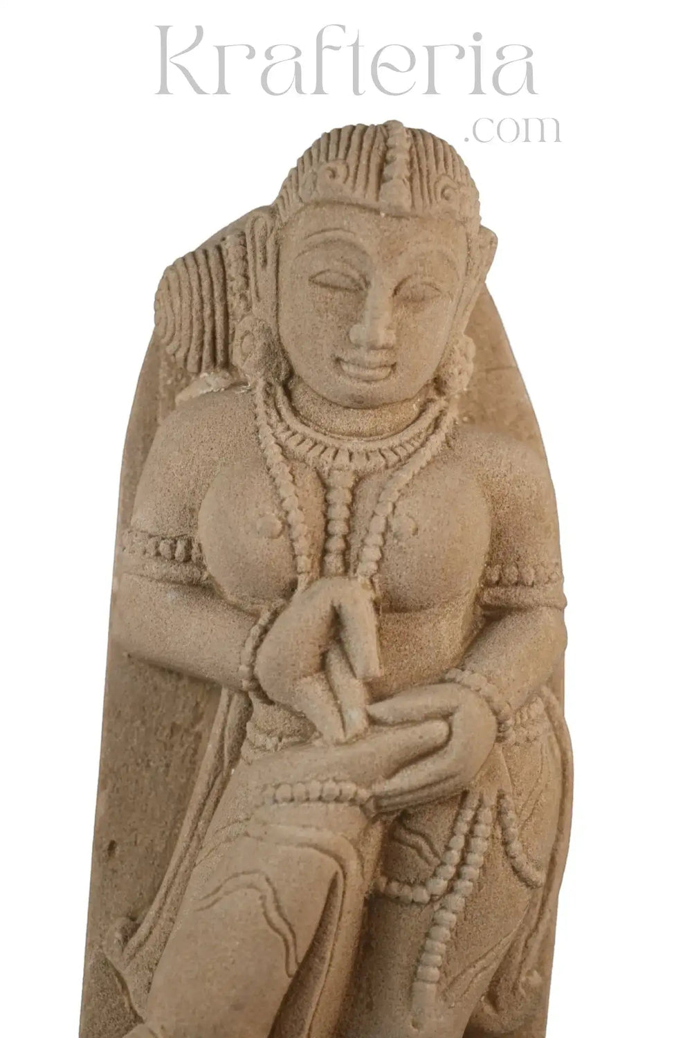 Natural sandstone female figure with child handcrafted stone décor