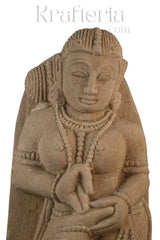 Indian heritage sandstone sculpture depicting female figure with child