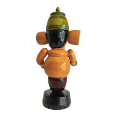 Handcrafted Wooden Ganesha Idol - Traditional Indian Home Decor Etikoppaka Lacquerware