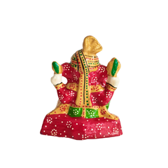 Hand-Painted Ganesha Idol - Auspicious Red Meenakari with Lion Base
