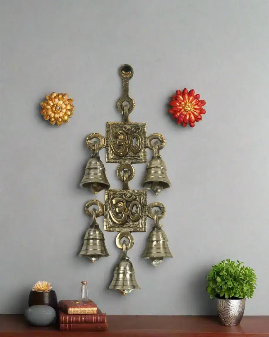 Brass Om Bell Wall Hanging – Perfect for Meditation and Prayer Spaces Brass Ware