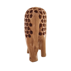 Wooden Elephant with Jali Work | Handmade Indian Craft Sculpture