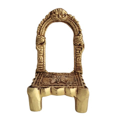 Golden Brass Simhasan (Throne) with Elegant Arch Frame Brass Ware