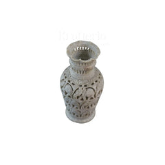 Decorative Flower Vase with Jali Artwork – Artisan Carved Home Accent Bachcha Lal